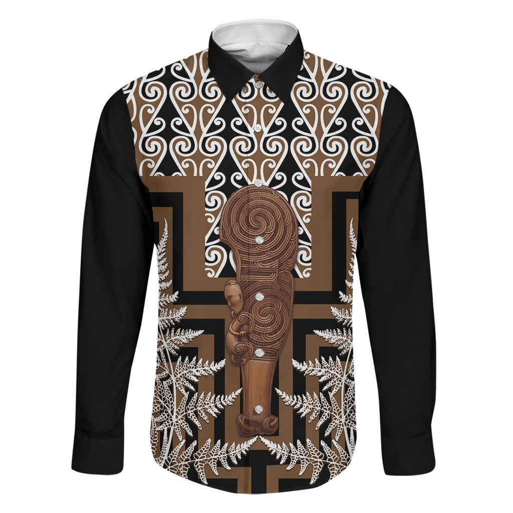 Wahaika New Zealand Family Matching Off Shoulder Maxi Dress and Hawaiian Shirt Maori Weapon Kowhaiwhai Fern Poutama Motifs