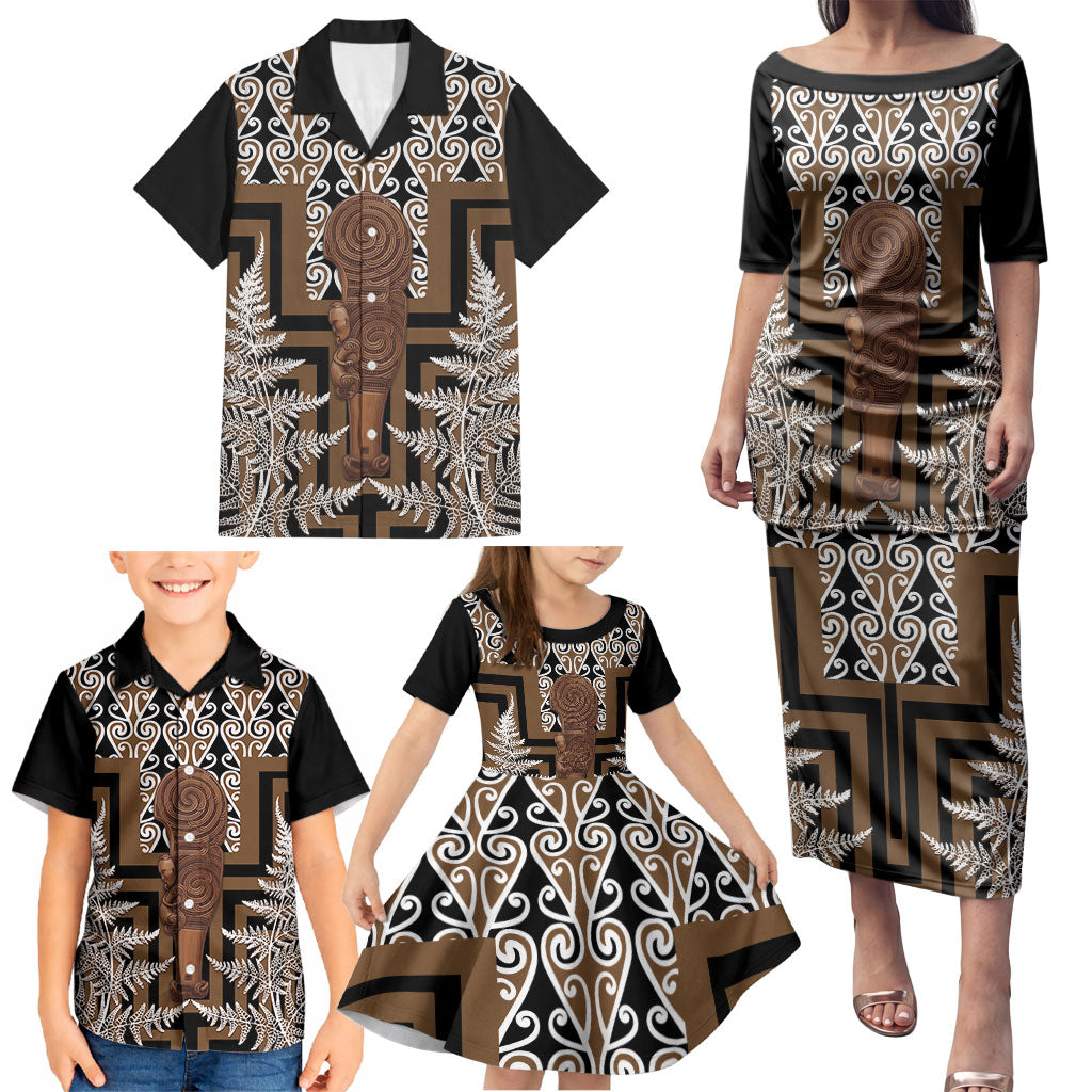 Wahaika New Zealand Family Matching Puletasi and Hawaiian Shirt Maori Weapon Kowhaiwhai Fern Poutama Motifs LT14 - Polynesian Pride
