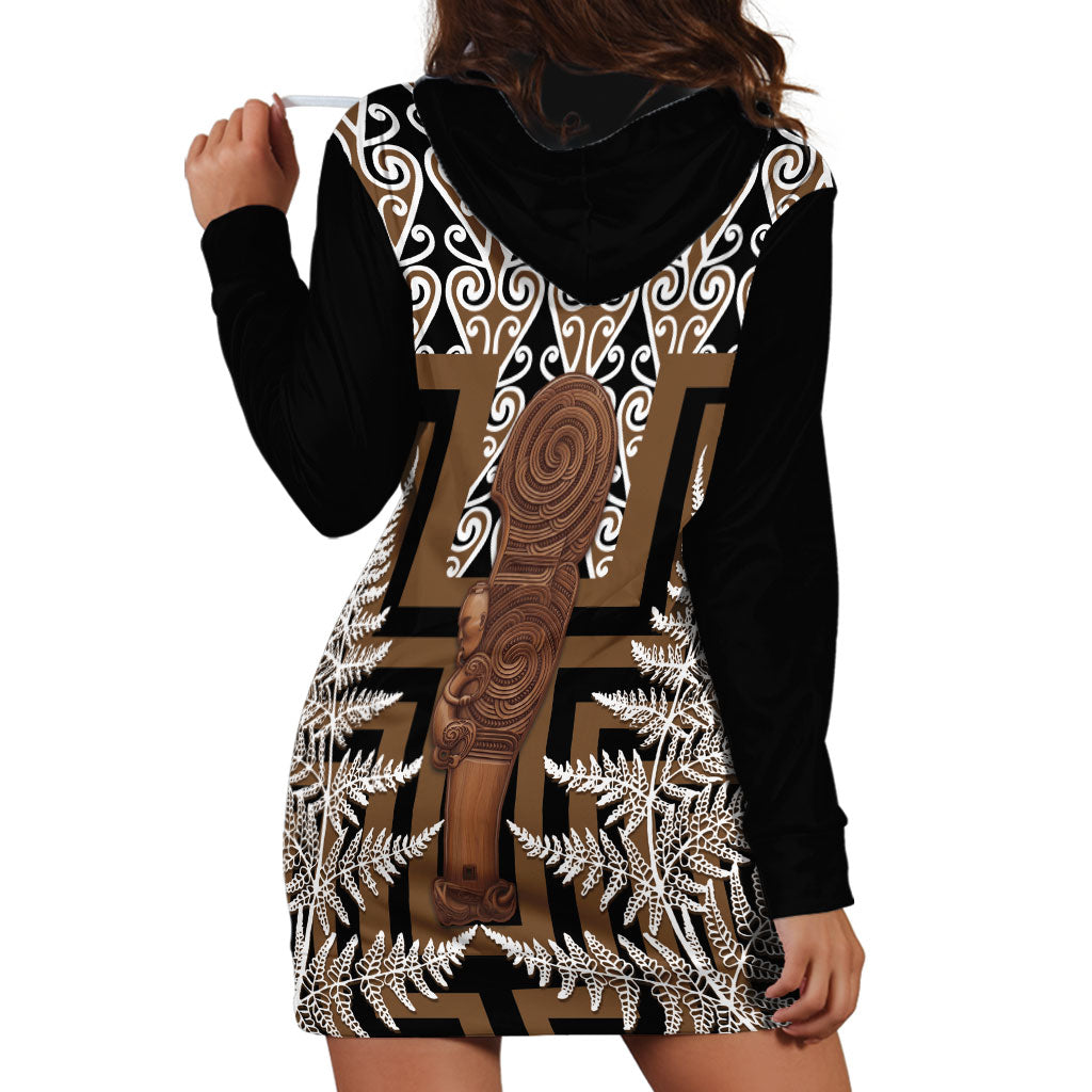 Wahaika New Zealand Hoodie Dress Maori Weapon Kowhaiwhai Fern Poutama Motifs