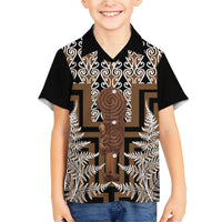 Wahaika New Zealand Kid Hawaiian Shirt Maori Weapon Kowhaiwhai Fern Poutama Motifs