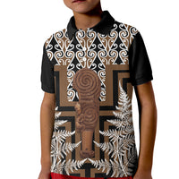 Wahaika New Zealand Kid Polo Shirt Maori Weapon Kowhaiwhai Fern Poutama Motifs