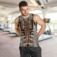 Wahaika New Zealand Men Tank Top Maori Weapon Kowhaiwhai Fern Poutama Motifs