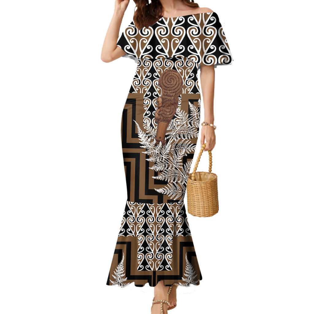 Wahaika New Zealand Mermaid Dress Maori Weapon Kowhaiwhai Fern Poutama Motifs