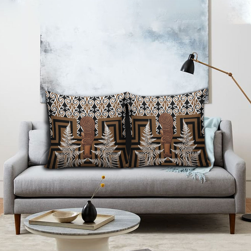 Wahaika New Zealand Pillow Cover Maori Weapon Kowhaiwhai Fern Poutama Motifs