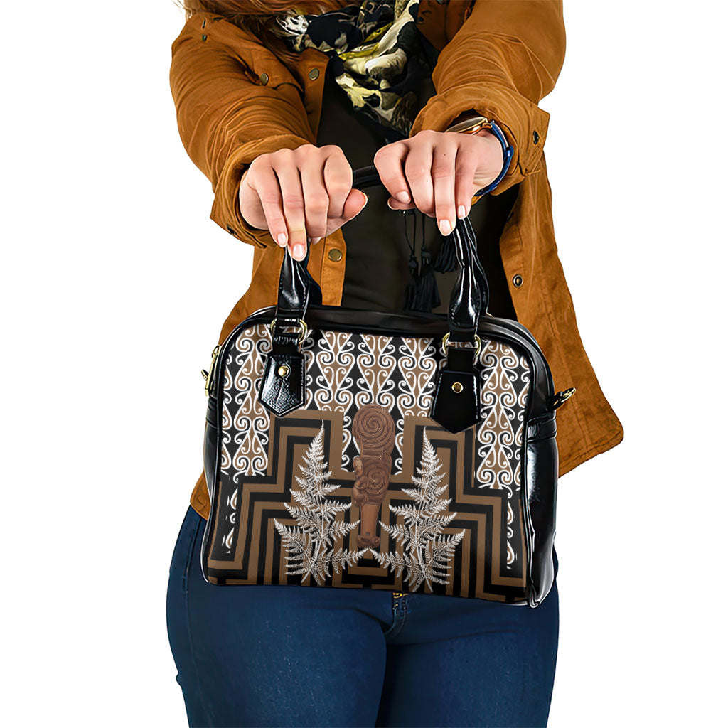 Wahaika New Zealand Shoulder Handbag Maori Weapon Kowhaiwhai Fern Poutama Motifs