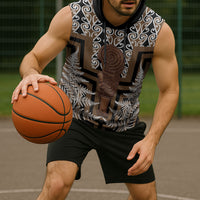 Wahaika New Zealand Sleeveless Hoodie Maori Weapon Kowhaiwhai Fern Poutama Motifs