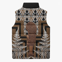 Wahaika New Zealand Sleeveless Puffer Jacket Maori Weapon Kowhaiwhai Fern Poutama Motifs