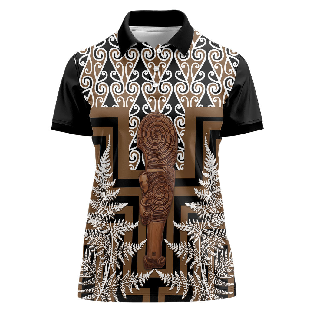 Wahaika New Zealand Women Polo Shirt Maori Weapon Kowhaiwhai Fern Poutama Motifs