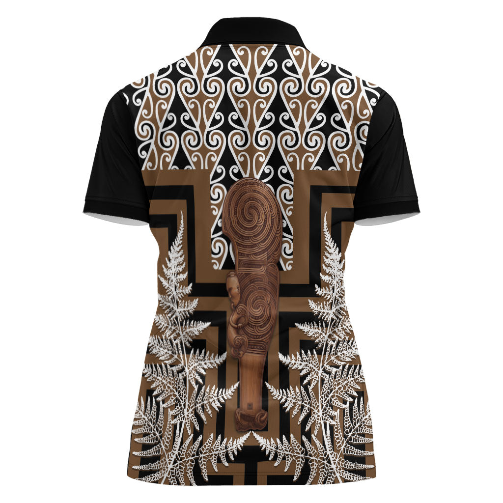 Wahaika New Zealand Women Polo Shirt Maori Weapon Kowhaiwhai Fern Poutama Motifs