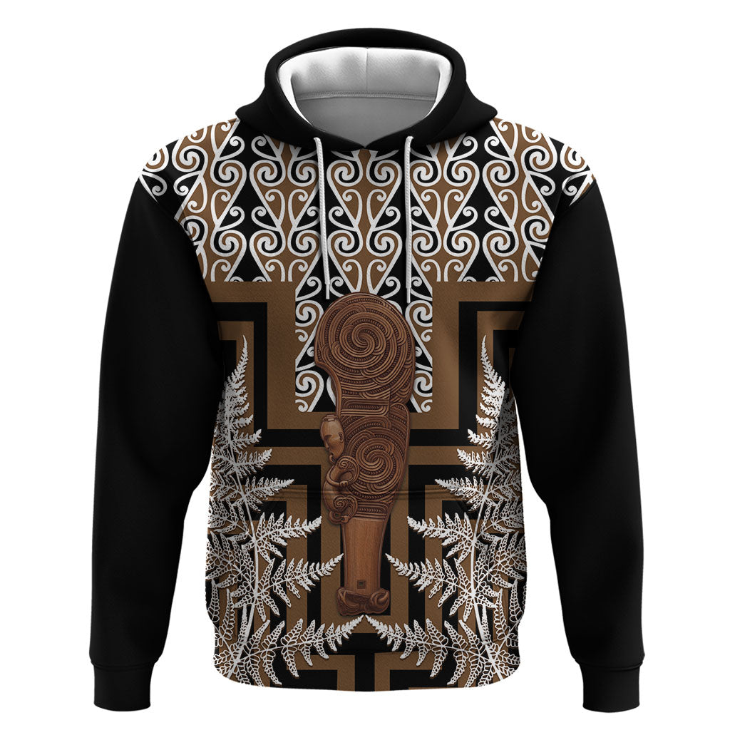 Wahaika New Zealand Zip Hoodie Maori Weapon Kowhaiwhai Fern Poutama Motifs