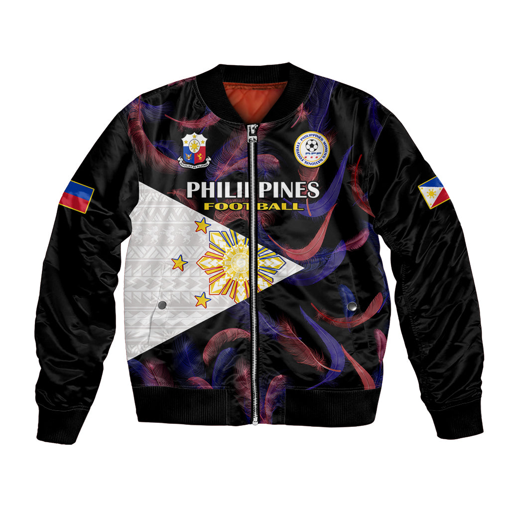Philippines Football Bomber Jacket 2023 World Cup Go Filipinas Feather Black Version LT14 Unisex Black - Polynesian Pride