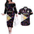 Philippines Football Couples Matching Off The Shoulder Long Sleeve Dress and Hawaiian Shirt 2023 World Cup Go Filipinas Feather Black Version LT14 Black - Polynesian Pride