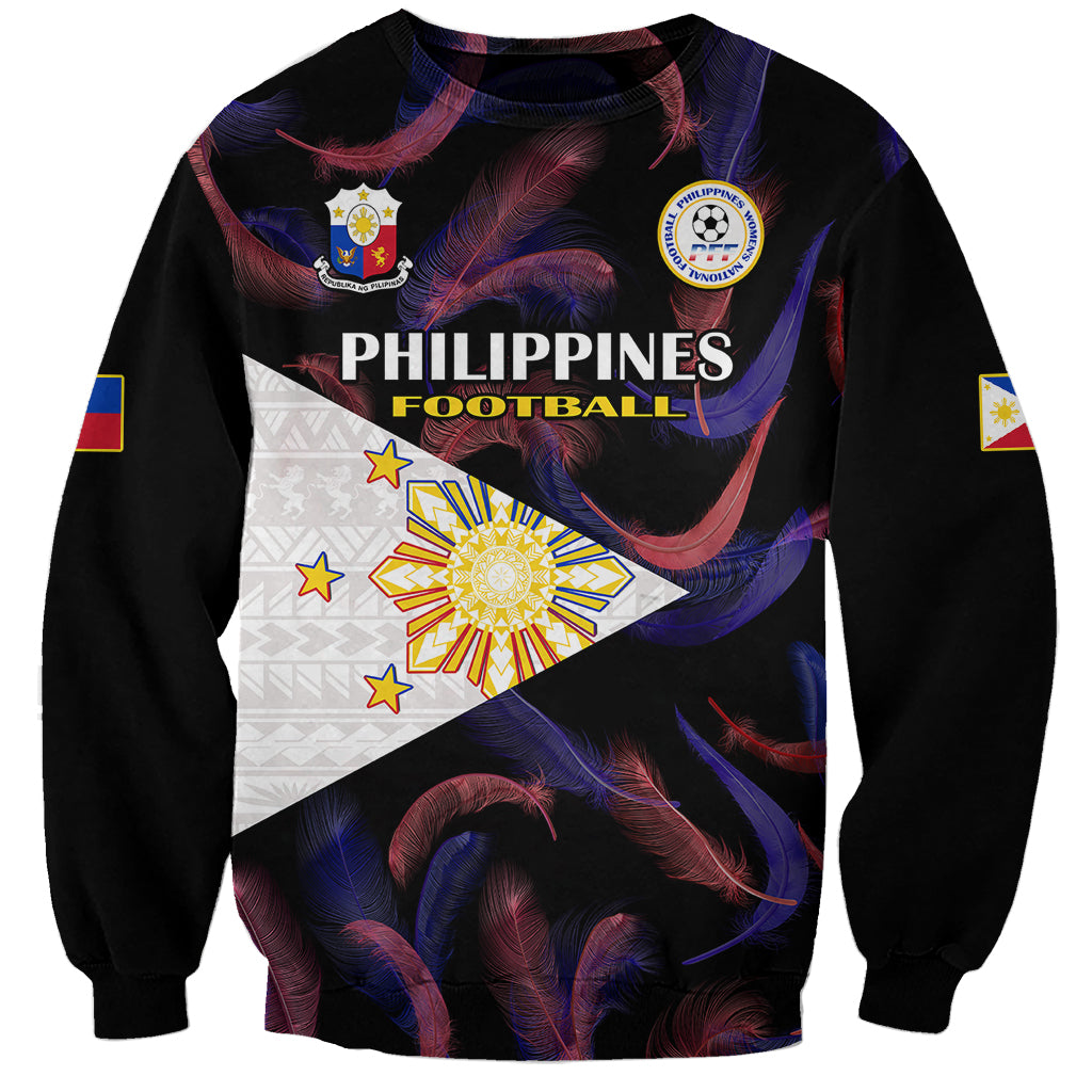Philippines Football Sweatshirt 2023 World Cup Go Filipinas Feather Black Version LT14 Unisex Black - Polynesian Pride