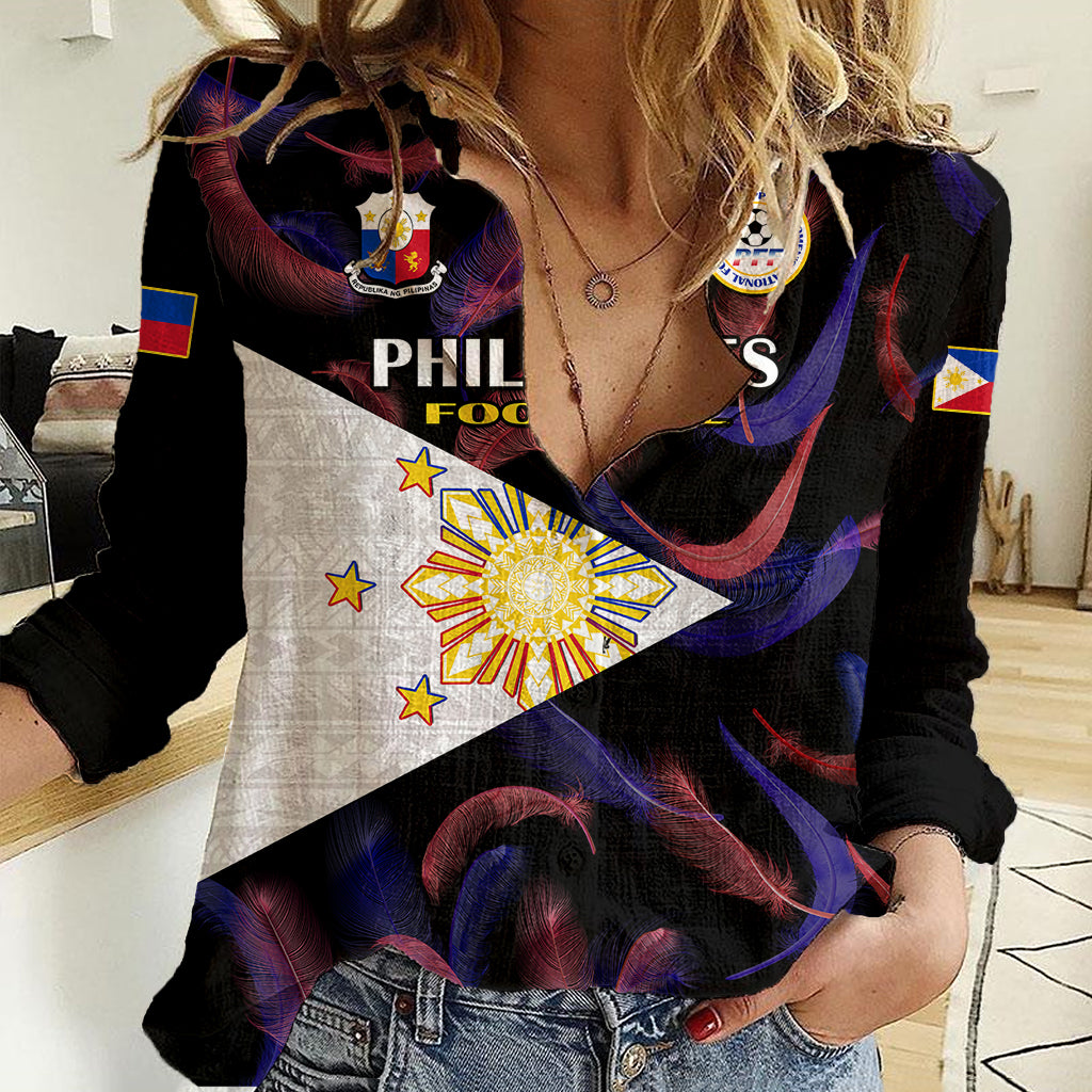Philippines Football Women Casual Shirt 2023 World Cup Go Filipinas Feather Black Version LT14 Female Black - Polynesian Pride