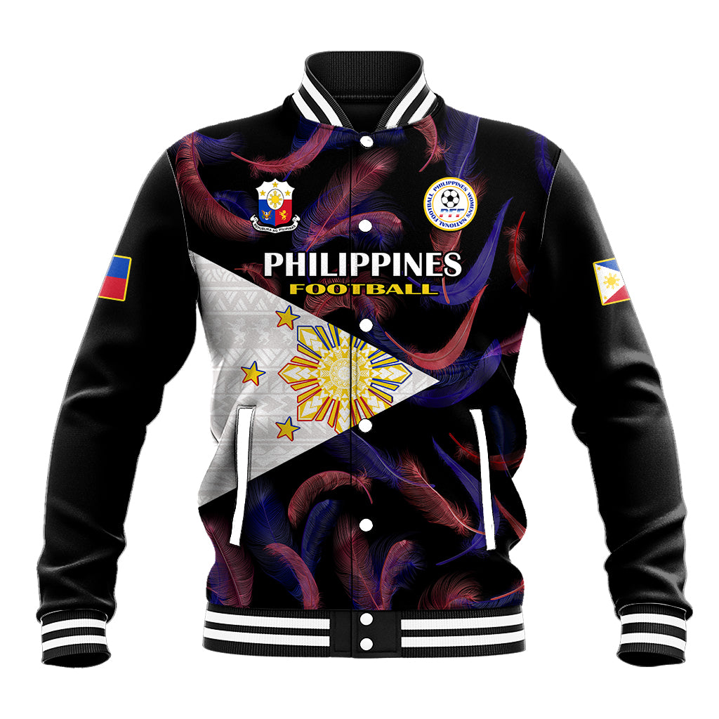 Custom Philippines Football Baseball Jacket 2023 World Cup Go Filipinas Feather Black Version LT14 Unisex Black - Polynesian Pride
