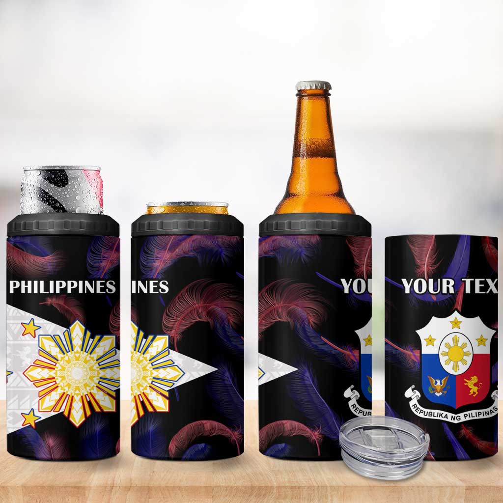 Custom Philippines Football 4 in 1 Can Cooler Tumbler World Cup Go Filipinas Feather Black Version