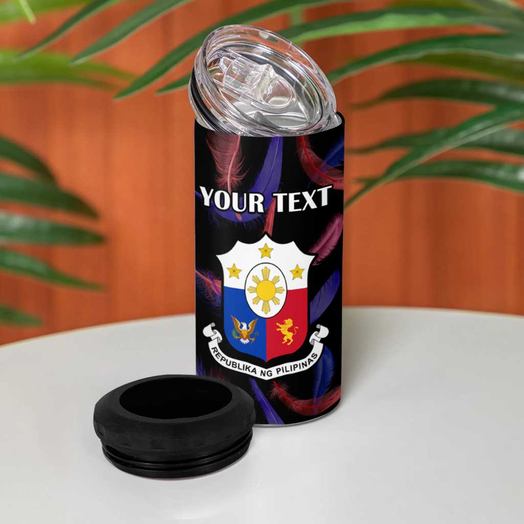 Custom Philippines Football 4 in 1 Can Cooler Tumbler World Cup Go Filipinas Feather Black Version