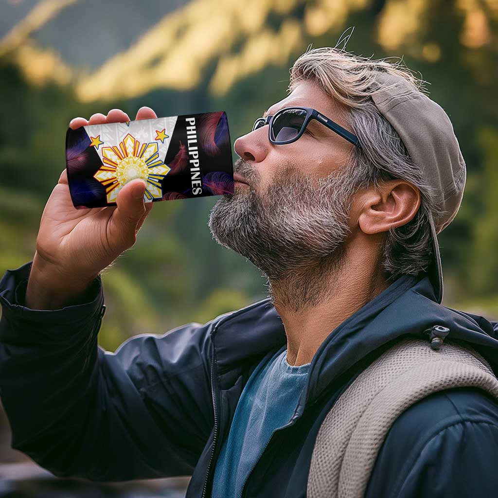 Custom Philippines Football 4 in 1 Can Cooler Tumbler World Cup Go Filipinas Feather Black Version