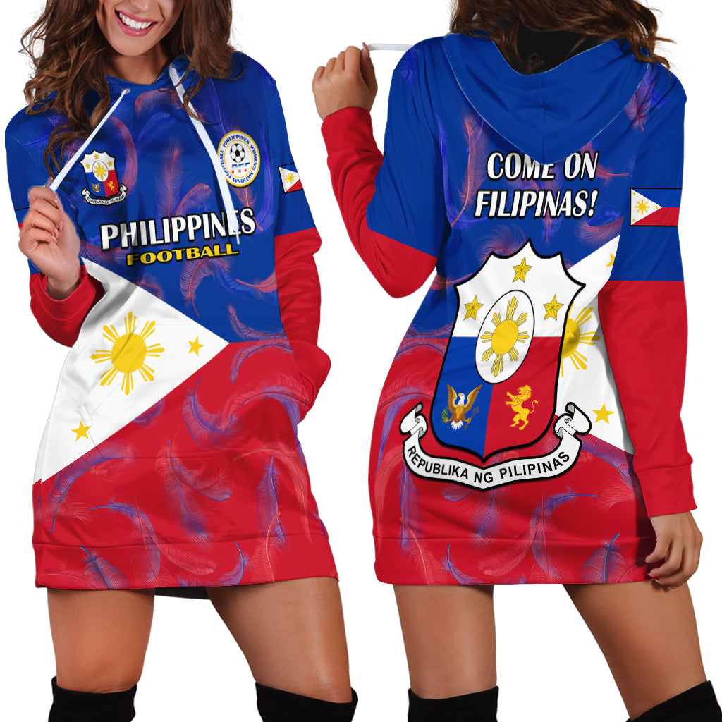 Philippines Football Hoodie Dress 2023 World Cup Go Filipinas Feather Flag Version LT14 - Polynesian Pride