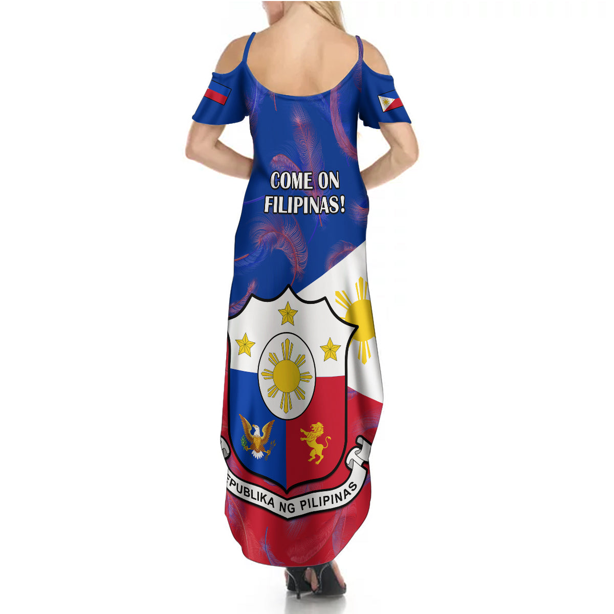 Philippines Football Summer Maxi Dress 2023 World Cup Go Filipinas Feather Flag Version LT14 - Polynesian Pride