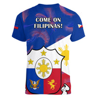 Philippines Football Women V Neck T Shirt 2023 World Cup Go Filipinas Feather Flag Version LT14 - Polynesian Pride