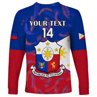 Custom Philippines Football Long Sleeve Shirt 2023 World Cup Go Filipinas Feather Flag Version LT14 - Polynesian Pride