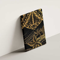 Black and Gold Polynesia Canvas Wall Art Plumeria Tattoo With Polynesian Pattern