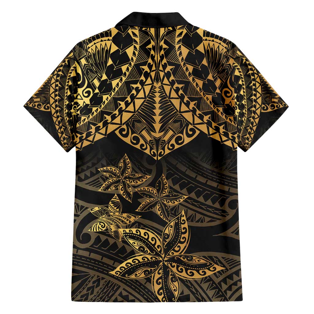 Black and Gold Polynesia Family Matching Tank Maxi Dress and Hawaiian Shirt Plumeria Tattoo With Polynesian Pattern LT14 - Polynesian Pride
