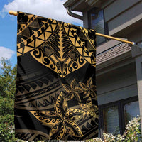 Black and Gold Polynesia Garden Flag Plumeria Tattoo With Polynesian Pattern