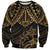 Black and Gold Polynesia Sweatshirt Plumeria Tattoo With Polynesian Pattern