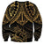 Black and Gold Polynesia Sweatshirt Plumeria Tattoo With Polynesian Pattern