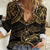 Black and Gold Polynesia Women Casual Shirt Plumeria Tattoo With Polynesian Pattern
