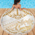 White and Gold Polynesia Beach Blanket Plumeria Tattoo With Polynesian Pattern