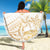 White and Gold Polynesia Beach Blanket Plumeria Tattoo With Polynesian Pattern