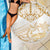 White and Gold Polynesia Beach Blanket Plumeria Tattoo With Polynesian Pattern
