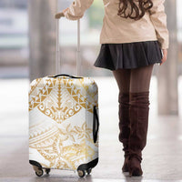 White and Gold Polynesia Luggage Cover Plumeria Tattoo With Polynesian Pattern LT14 - Polynesian Pride