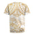 White and Gold Polynesia Rugby Jersey Plumeria Tattoo With Polynesian Pattern