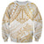 White and Gold Polynesia Sweatshirt Plumeria Tattoo With Polynesian Pattern
