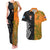 Custom Fiji And Australia Rugby Couples Matching Tank Maxi Dress and Hawaiian Shirt Fijian Tapa Pattern With Aussie Aboriginal Art