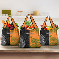 Custom Fiji And Australia Rugby Grocery Bag Fijian Tapa Pattern With Aussie Aboriginal Art