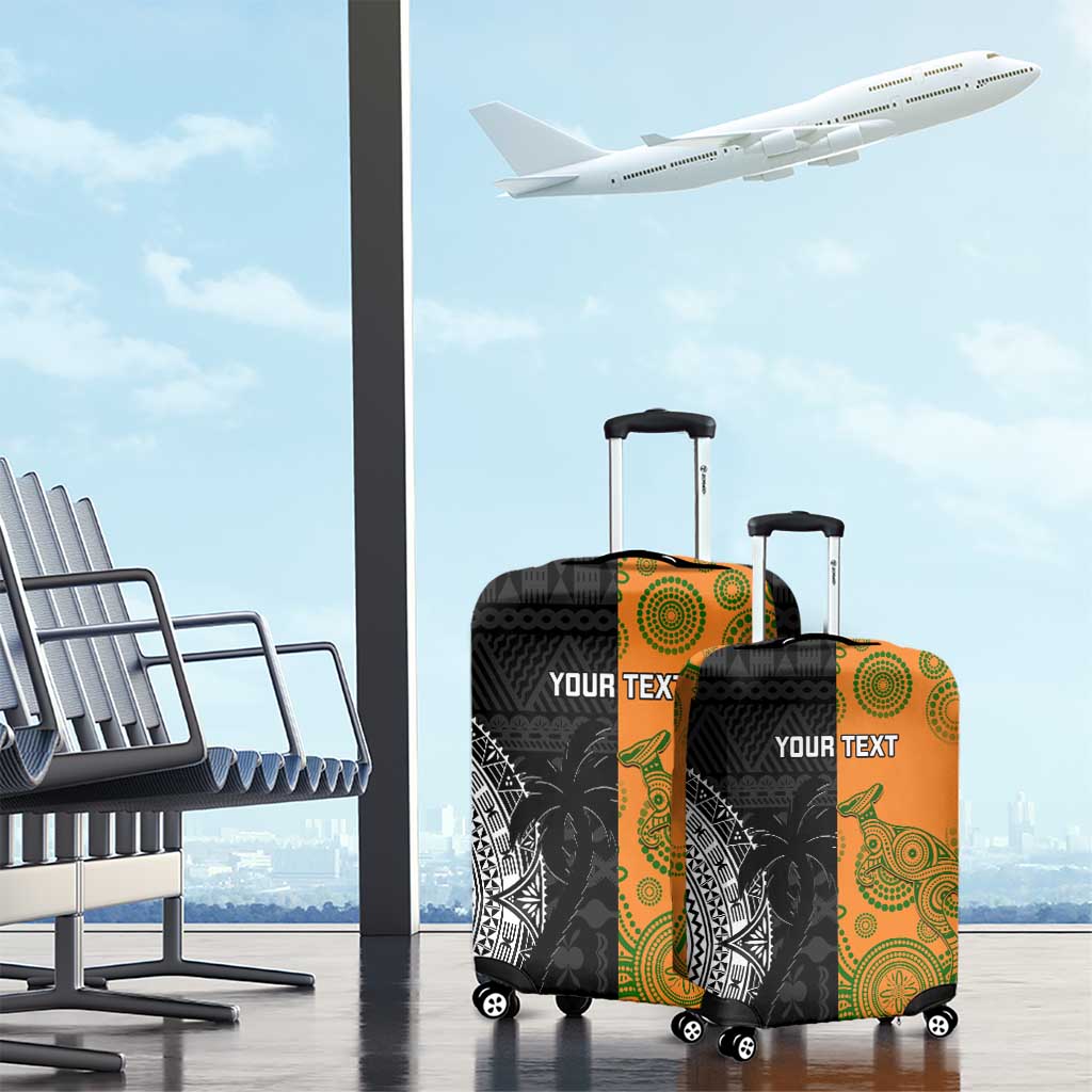 Custom Fiji And Australia Rugby Luggage Cover Fijian Tapa Pattern With Aussie Aboriginal Art