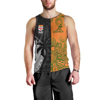 Custom Fiji And Australia Rugby Men Tank Top Fijian Tapa Pattern With Aussie Aboriginal Art
