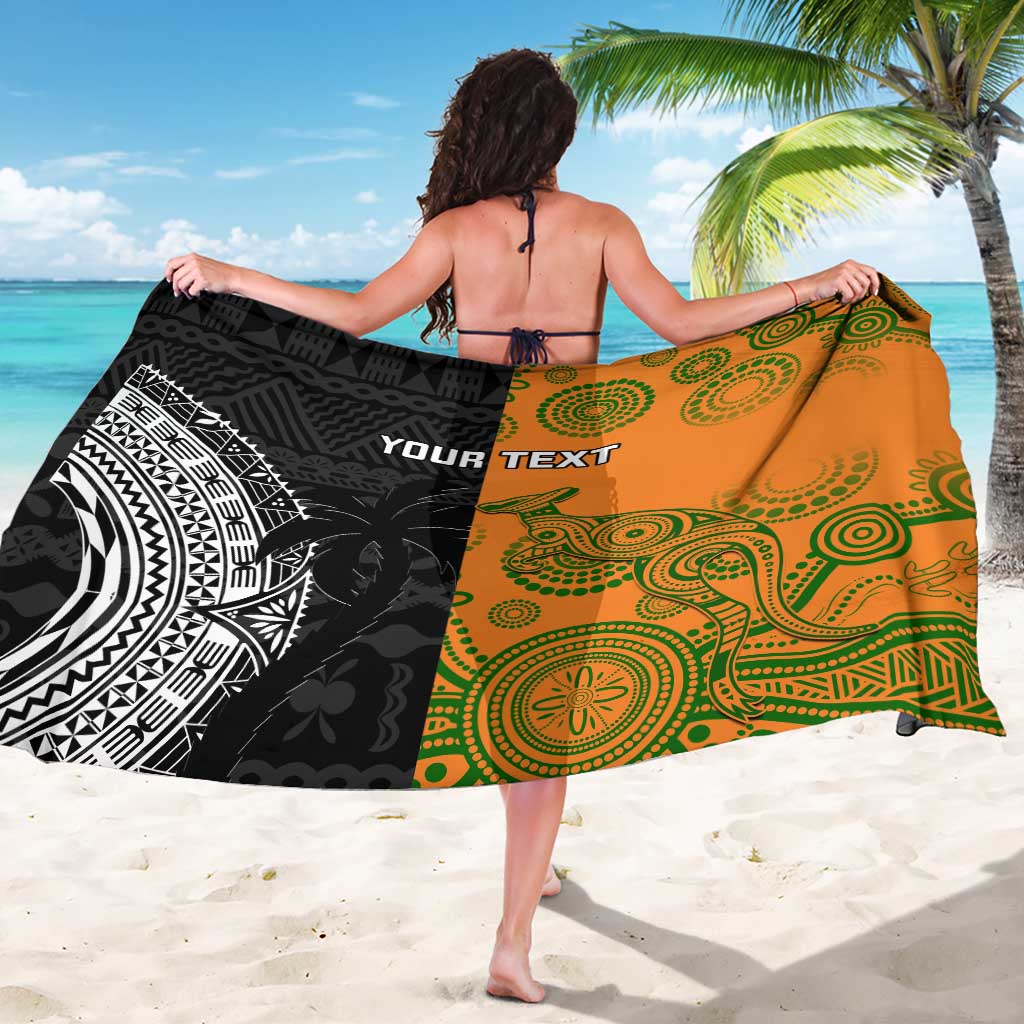 Custom Fiji And Australia Rugby Sarong Fijian Tapa Pattern With Aussie Aboriginal Art
