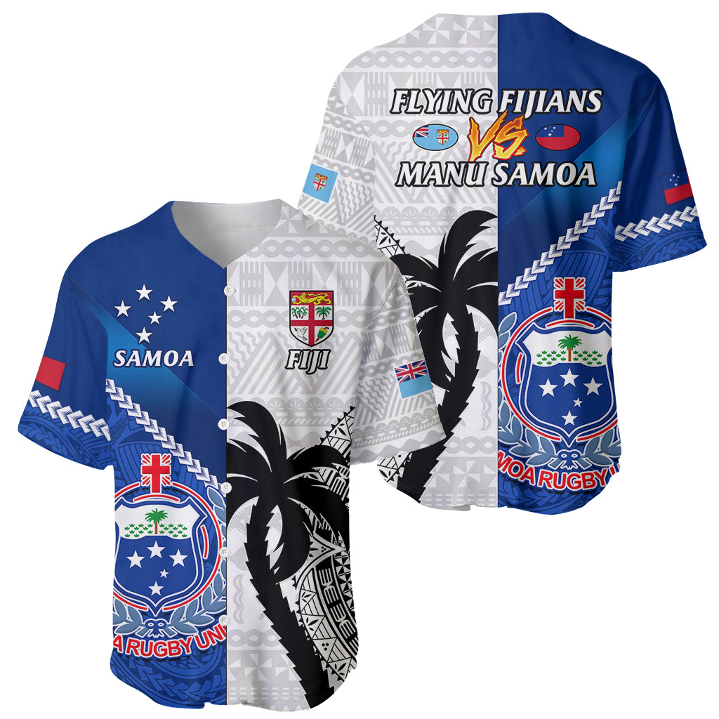 Fiji And Samoa Rugby Baseball Jersey 2023 World Cup Samoan Mix Tapa Pattern LT14 - Polynesian Pride