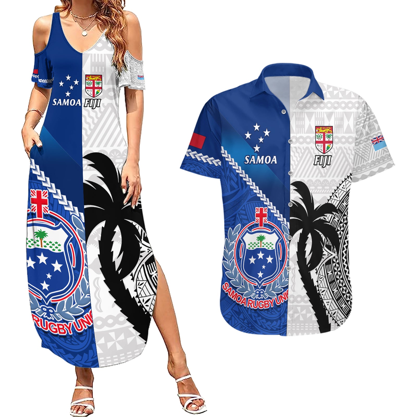 custom-fiji-and-samoa-rugby-couples-matching-summer-maxi-dress-and-hawaiian-shirt-2023-world-cup-samoan-mix-tapa-pattern