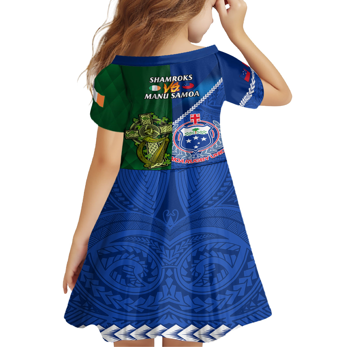 samoa-and-ireland-rugby-family-matching-off-shoulder-long-sleeve-dress-and-hawaiian-shirt-2023-world-cup-manu-samoa-with-shamrocks