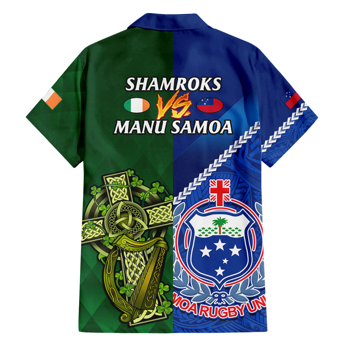 samoa-and-ireland-rugby-family-matching-summer-maxi-dress-and-hawaiian-shirt-2023-world-cup-manu-samoa-with-shamrocks