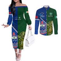 custom-samoa-and-ireland-rugby-couples-matching-off-the-shoulder-long-sleeve-dress-and-long-sleeve-button-shirts-2023-world-cup-manu-samoa-with-shamrocks
