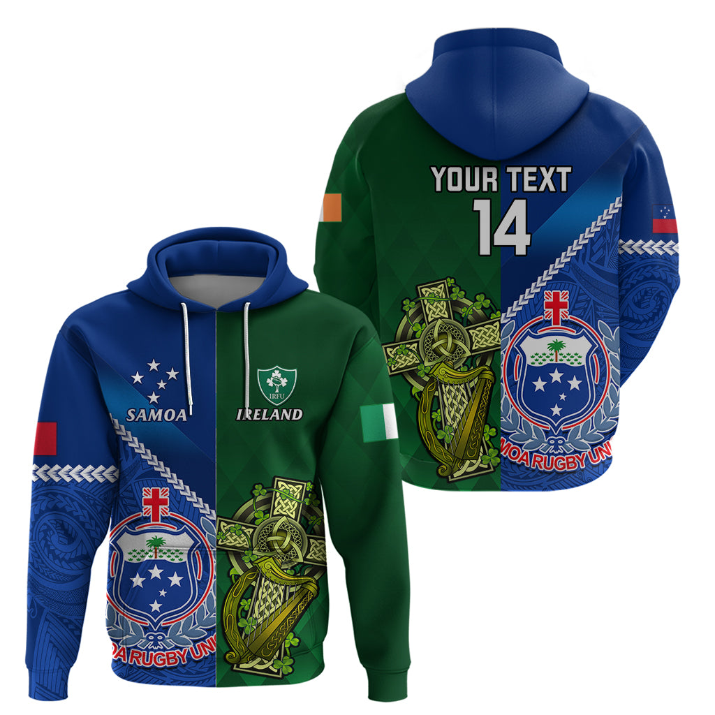 Custom Samoa And Ireland Rugby Hoodie 2023 World Cup Manu Samoa With Shamrocks LT14 - Polynesian Pride