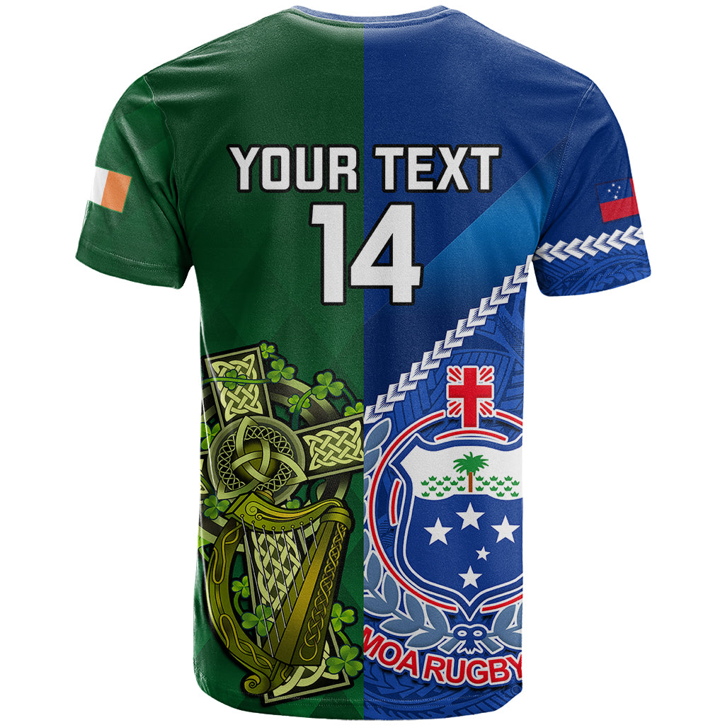 Custom Samoa And Ireland Rugby T Shirt 2023 World Cup Manu Samoa With Shamrocks LT14 - Polynesian Pride